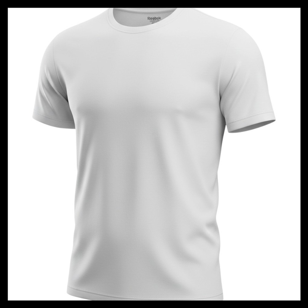 NWOT Reebok Mens White Cotton Crewneck Short Sleeve T-Shirt Size Large